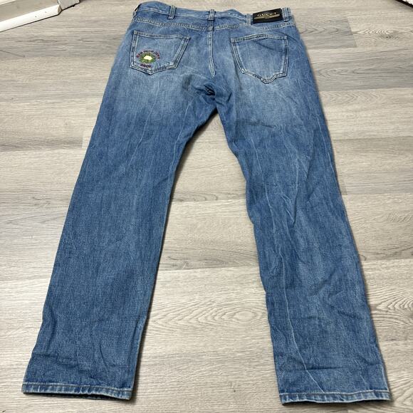 Gucci Tapered Faded-Wash Denim Jeans Size 34 - Picture 3 of 10